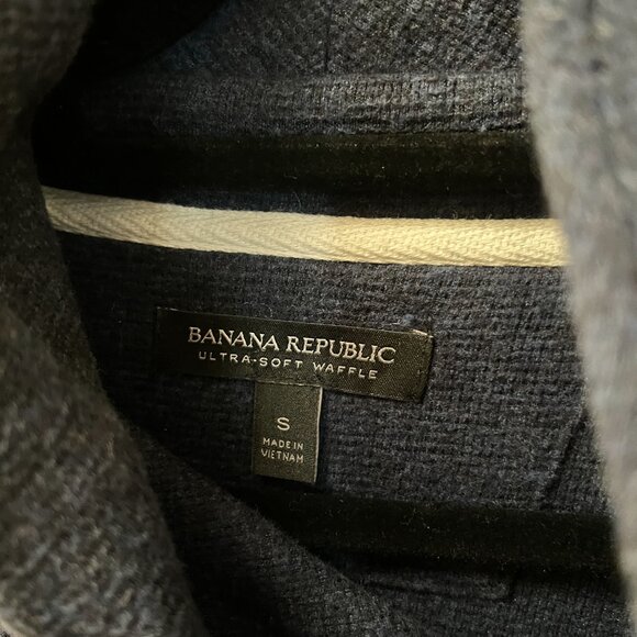 Banana Republic Heather Blue Shawl-Collar Waffle-Knit Sweatshirt Sweater Small S - Picture 2 of 4